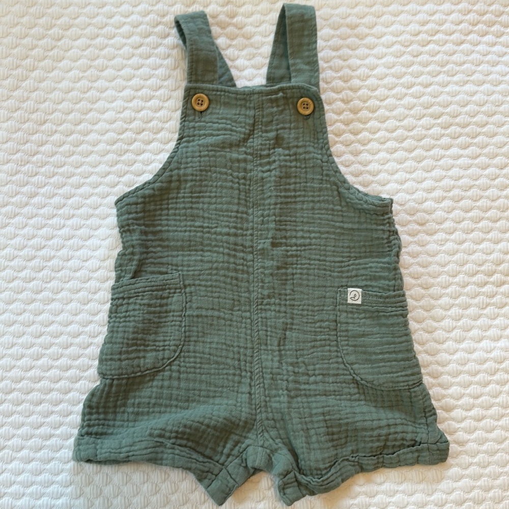 Little Planet by Carters, 18M, Sage Green Gauze Overalls.